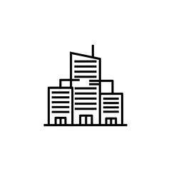 Fototapeta premium Minimalist Cityscape Icon: Outlined Building Silhouette for Modern Urban Design and Architecture Illustrations, Perfect for Business and Real Estate Projects