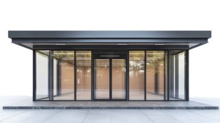 sliding glass doors entrance mockup 3d render on white background