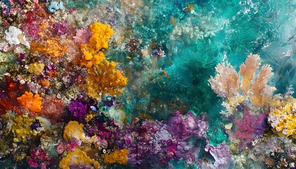 Obraz premium Vibrant coral reef teeming with colorful life.