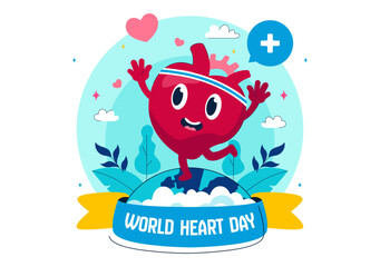 Obraz premium World Heart Day Vector Illustration on 29 September to Raise Awareness About the Importance of Healthcare and Disease Prevention in a Background