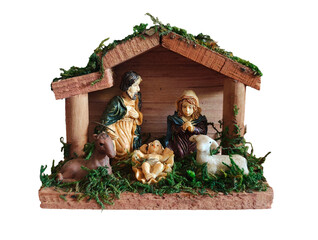 Rustic nativity scene with Holy Family