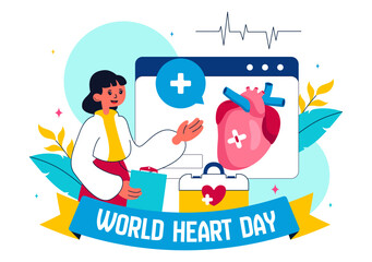 World Heart Day Vector Illustration on 29 September to Raise Awareness About the Importance of Healthcare and Disease Prevention in a Background