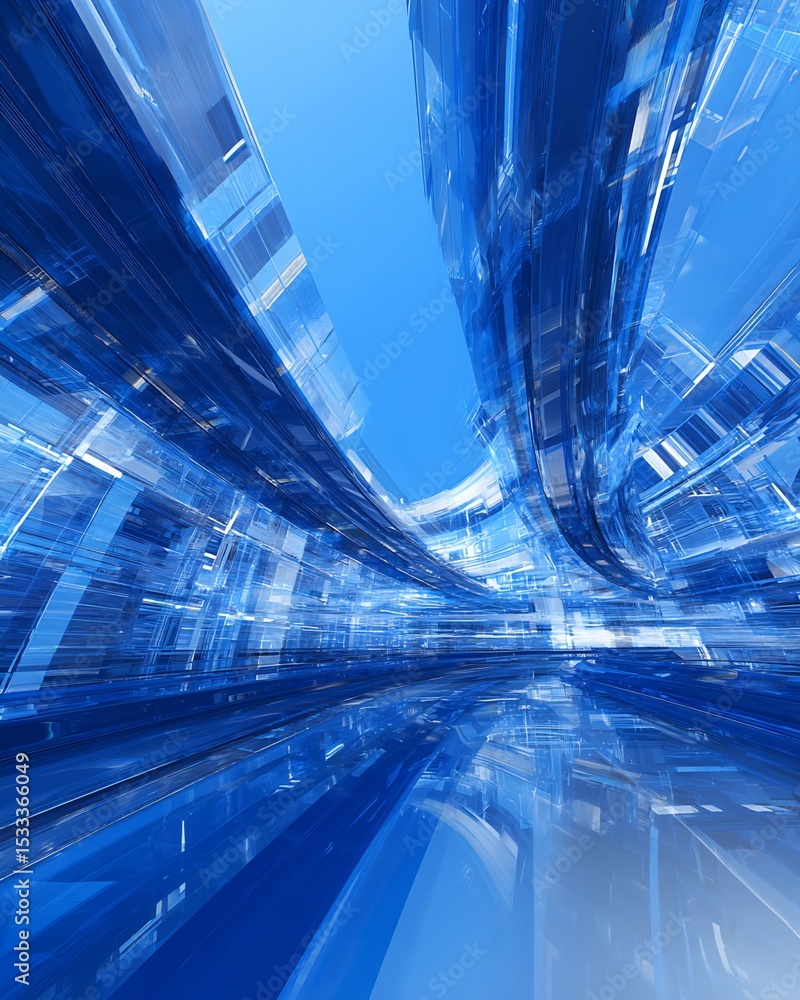 Poster abstract rendering of futuristic glass structure