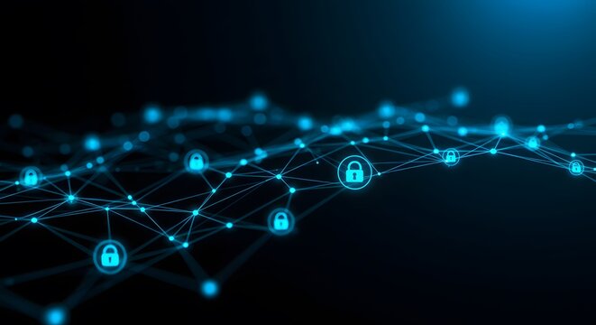 Secure Network Data Protection and Cybersecurity Abstract Illustration