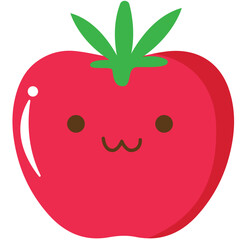 Cute cartoon tomato with a smiling face and kawaii style. Perfect for kids' food themes, illustrations, or educational materials.