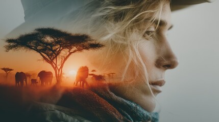 Embracing the wild: a conservationist uniting with the savannah at sunrise