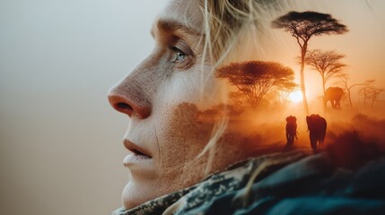 Exploring the savannah with passion for conservation at sunrise amidst elephants and lions