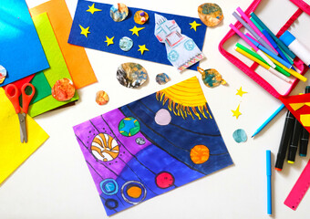 Painting solar system, exploring and learning about planets, imagining space travel, space...