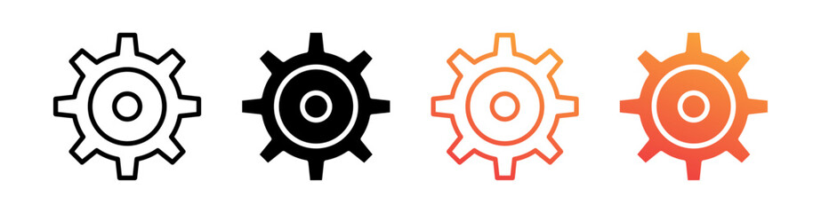 Settings  Multiple Style Icon Set Vector 