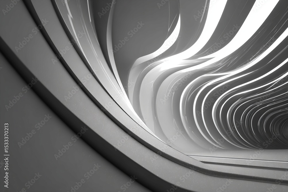 Poster grayscale abstract curved architectural structure
