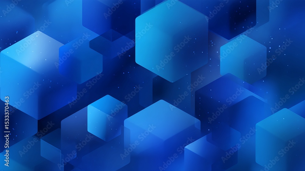Poster overlapping translucent blue cubes abstract background