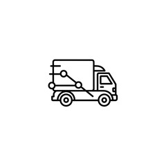 Fototapeta premium Delivery Truck with Data Chart Icon: Logistics, Transportation, and Business Performance Analysis in a Modern Line Art Style