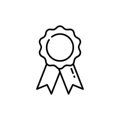 Minimalist Achievement Badge Line Icon Illustration for Award, Quality and Success Concepts, Isolated on White Background