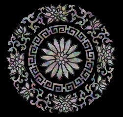 자개 전통 원형 문양 일러스트 | Korean Mother-of-Pearl Circular Pattern