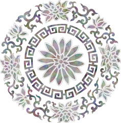 자개 전통 원형 문양 일러스트 | Korean Mother-of-Pearl Circular Pattern