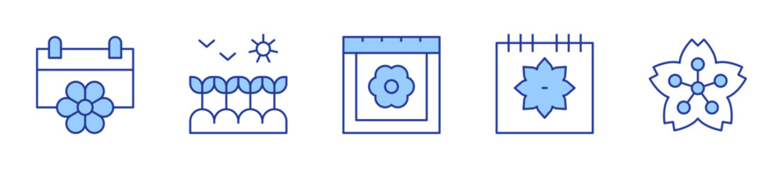 springtime, spring, plant, sakura, calendar. Spring Icon vector illustration. Line Duotone style. Editable stroke