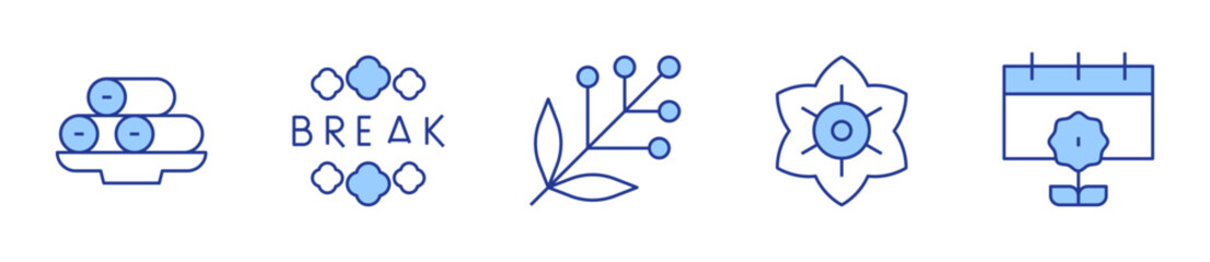 spring roll, flower, spring break, spring, acacia. Spring Icon vector illustration. Line Duotone style. Editable stroke