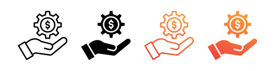Money Management Multiple Style Icon Set Vector 