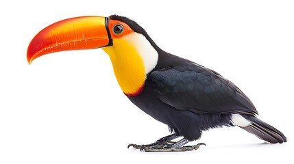 Fototapeta premium Toucan on the branch isolated on white background, clipping path