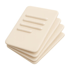stack of documents 3d render icon isolated on transparent background cutout