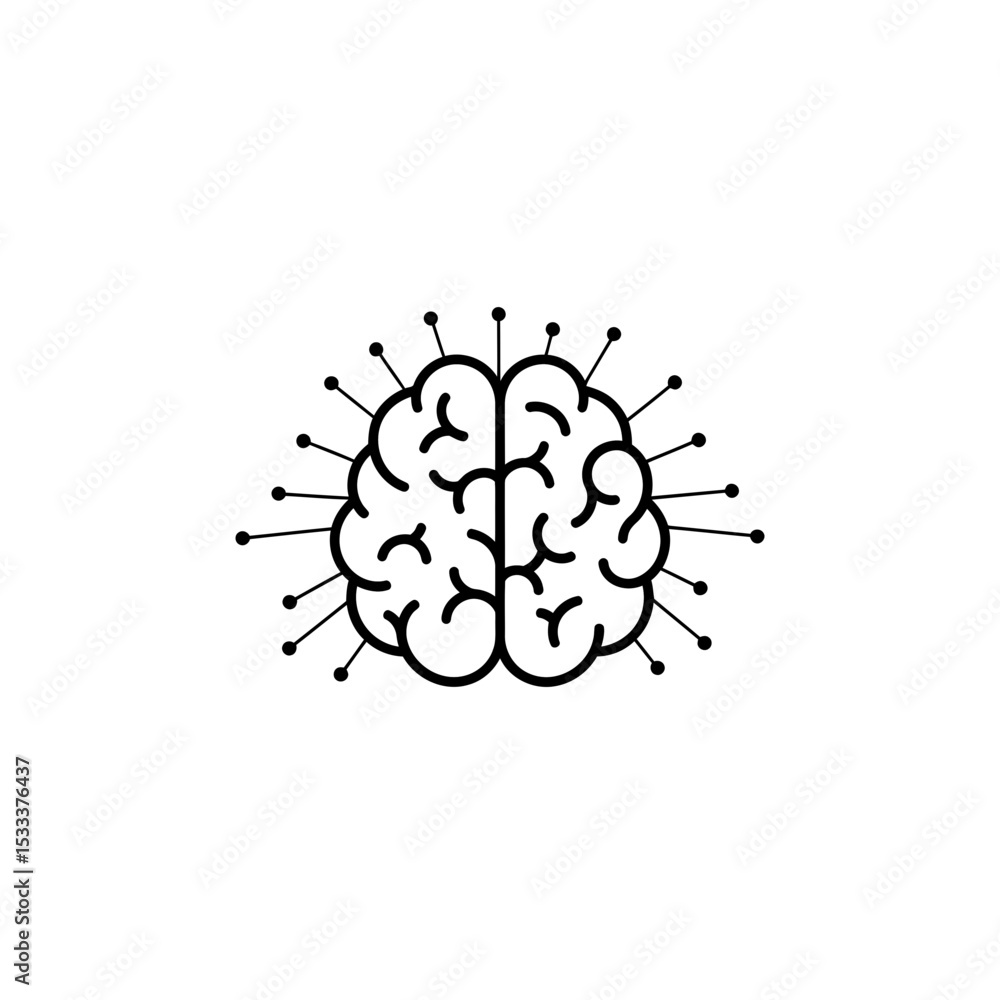Poster abstract brain connections: neural network, artificial intelligence, and data science concept illust