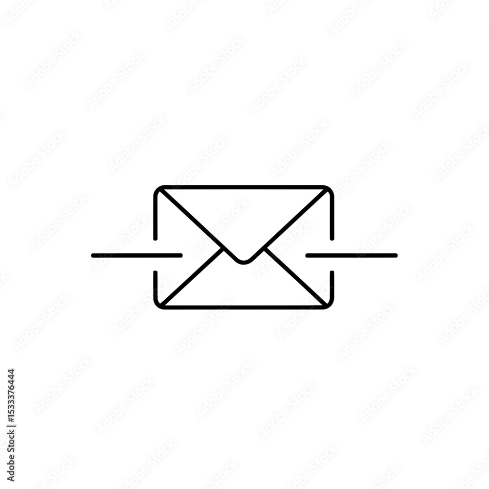 Aufkleber minimalist mail sending icon: streamlined communication vector for modern interface design and digit