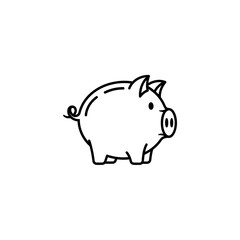 Fototapeta premium Minimalist Piggy Bank Line Art Illustration for Finance, Savings, and Investment Concepts Depicted on White Background