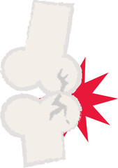 手描きの骨のキャラクターのイラスト　骨折