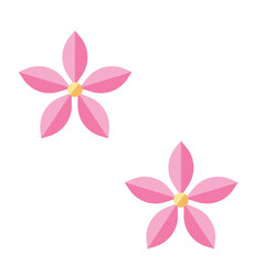Two pink cartoon flowers with pointed petals and soft shading. Suitable for floral illustrations, spring graphics, or decorative assets.