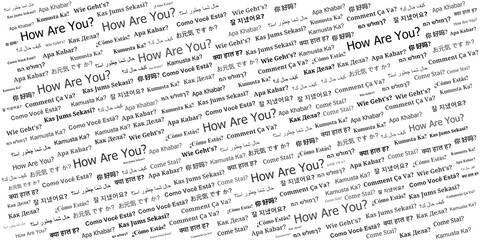 How Are You in Different Languages Word Cloud Background