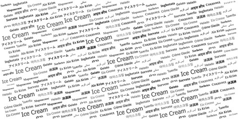 Obraz premium Ice Cream in Multiple Languages Word Cloud Design