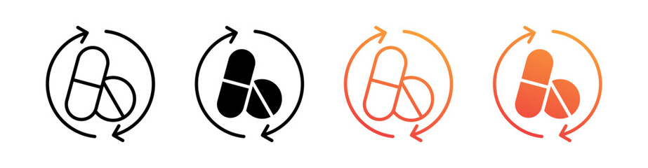 Medicine Recycle Multiple Style Icon Set Vector 