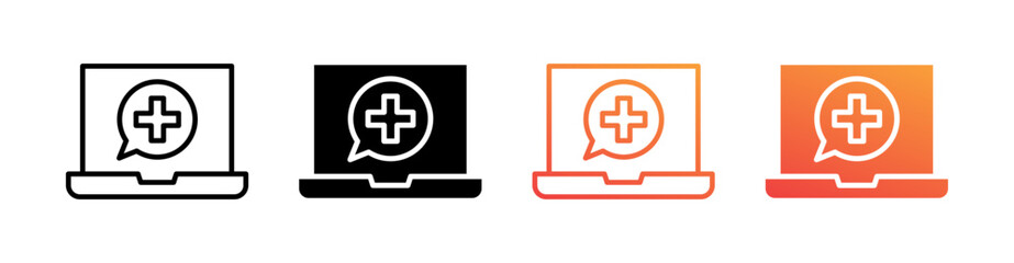 Obraz premium Online Care Multiple Style Icon Set Vector 