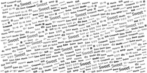 Obraz premium Sweet in Multiple Languages Word Cloud Design