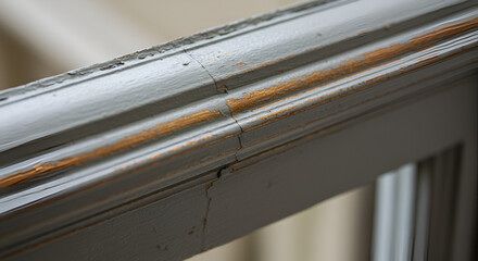 Close-up of Cracked Painted Wood Frame