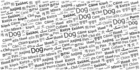 Fototapeta premium Dog Word Cloud Illustration in Various Languages