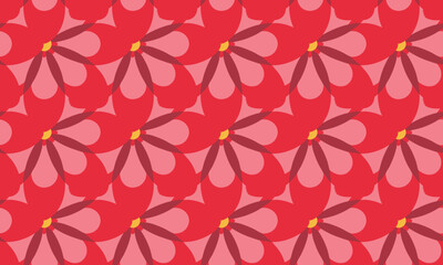 Seamless floral pattern with red flowers and leaves