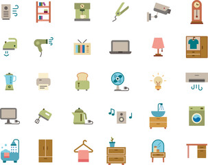 Collection of Home Appliances and Furniture Icons