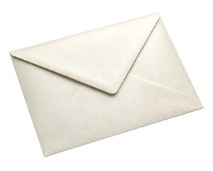 A close up shot of a sealed cream colored envelope isolated against a black background in a studio shot