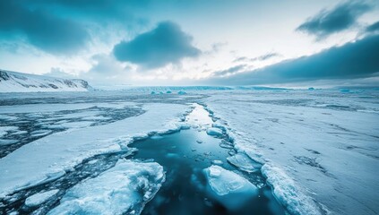 Majestic Glacial Landscape Under a Dramatic Sky
