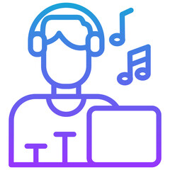 music producer line gradient icon