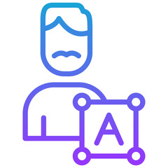 typography artist line gradient icon