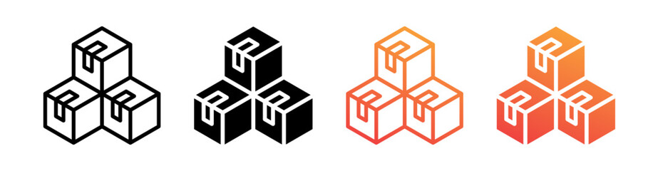 Box Multiple Style Icon Set Vector 