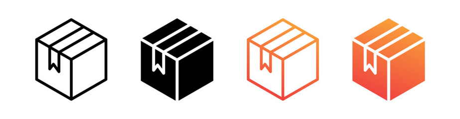 Box Multiple Style Icon Set Vector 