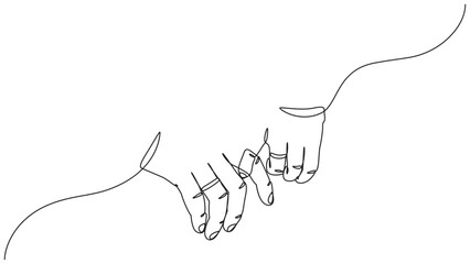 Continuous Line Drawing of Pinky Promise with Wedding Rings, A Symbol of Love