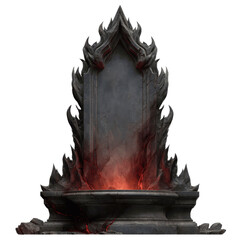 Fiery Throne of Power Blank Stone Seat with Flaming Design