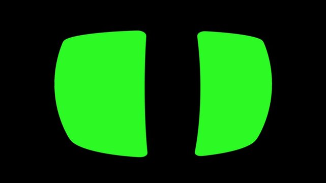 Rotating green panels transition from four sides on black background. Spinning animation effect.