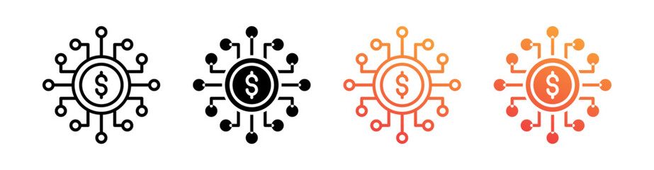 Digital Money Multiple Style Icon Set Vector 