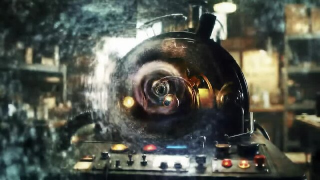 Mysterious machine in a workshop
