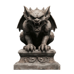 Grotesque Gargoyle Statue on Pedestal - Gothic Architecture and Fantasy Creature